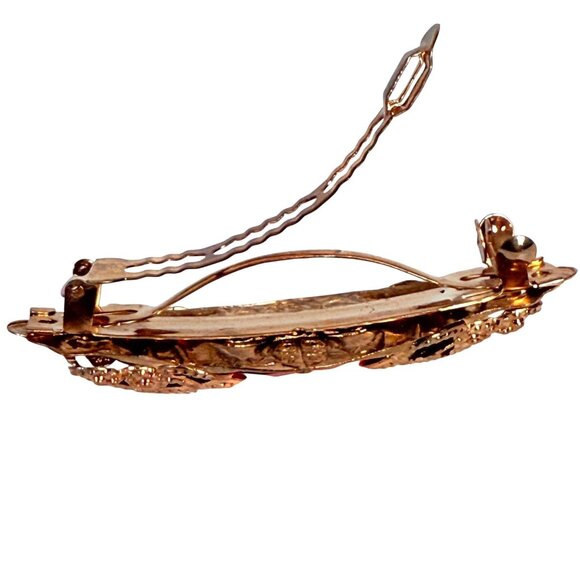 Butterfly Hair Barrette Clip VTG Ornate Red Faceted Faux Gemstone Updo Accessory - Picture 4 of 10